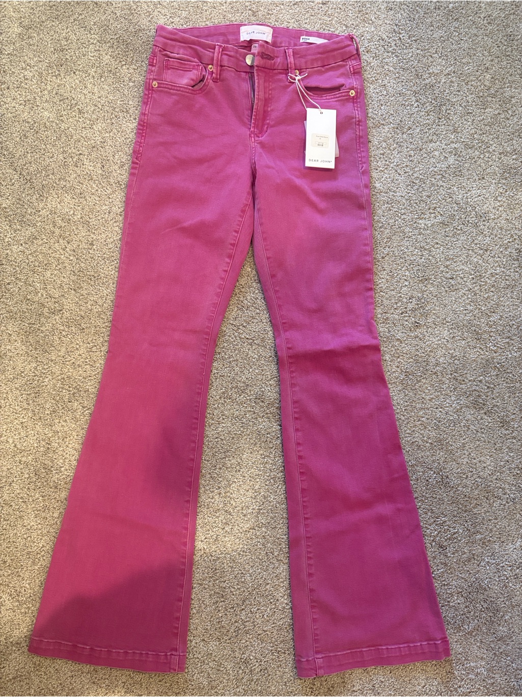 Dear John Fitted Flare Jeans In Pink/Magenta